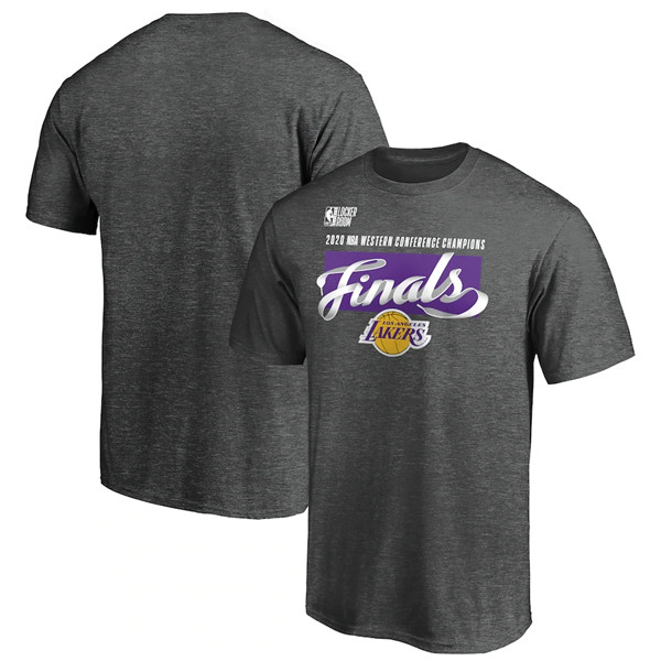 Los Angeles Lakers Fanatics Branded Heather Charcoal 2020 Western Conference Champions Locker Room NBA T-Shirt (All Size)